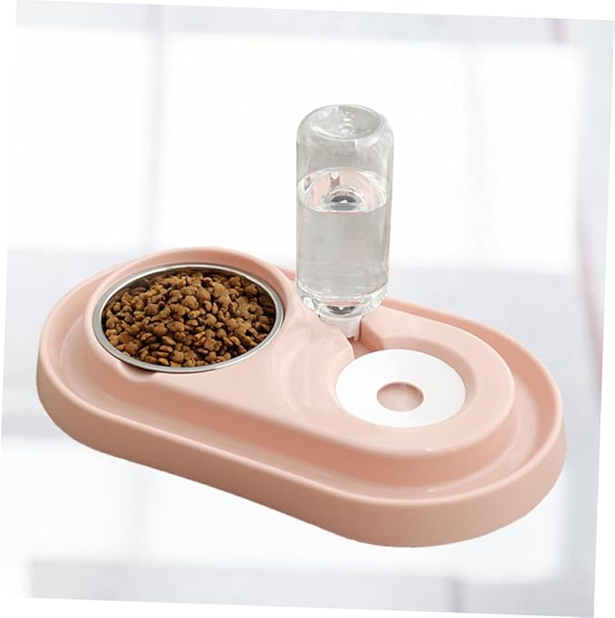 Sosoport Automatic Water-Adding Dog Cat Bowl Pp Plastic Stainless Steel Double Bowl Feeder Outdoor Pet Water Feeder