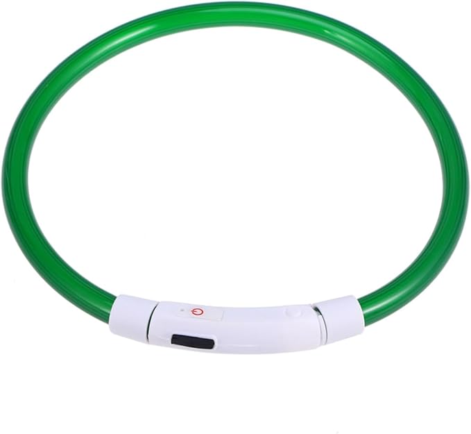 Led Glowing Dog Collar USB Rechargeable Green Silicone Light-up Pet Collar for Night Safety Durable and Flexible