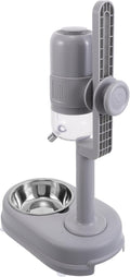 KESYOO Double Bowl Pet Feeder and Waterer Stainless Steel Bowls, Automatic Rolling Ball Water Dispenser for Cats and Dogs, Space-Saving Design Suitable for Indoor Puppy and Kitten Feeding