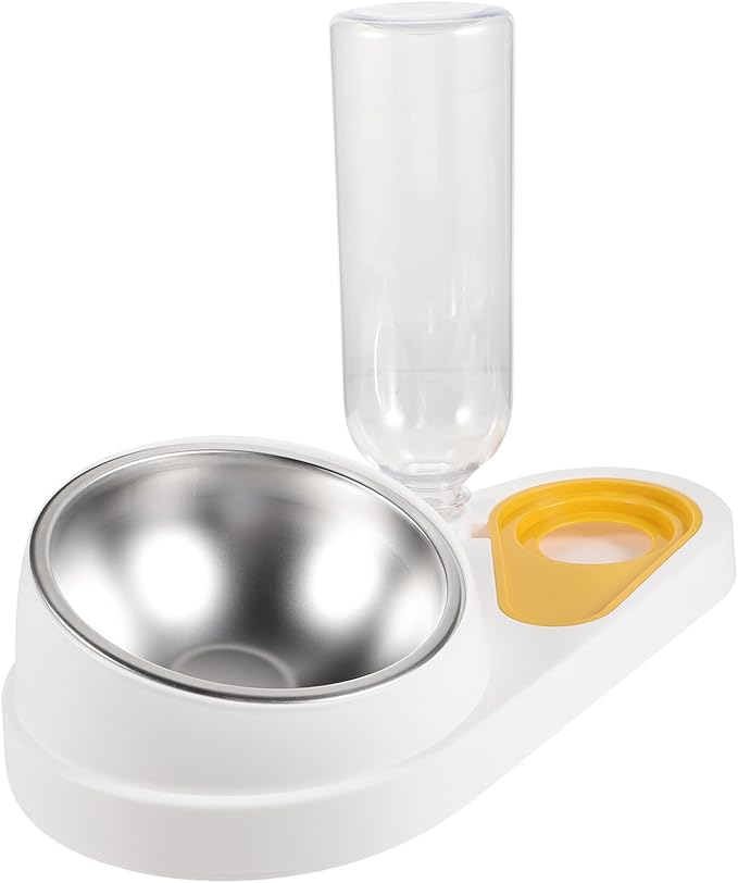 Yardwe Automatic Pet Food and Water Feeder 2-in-1 Detachable Dog Bowl White Self-Dispensing Feeder for Cats and Dogs Household Use