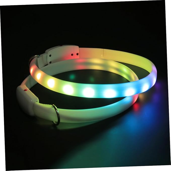 LED Dog Collar USB Charging Glowing Pet Collar White Flashing for Dogs Outdoor Walking