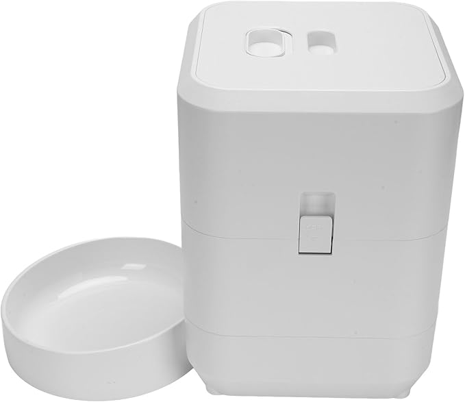 Automatic Cat Feeder, Convenient Dry Food Auto Dispenser with Timer Electric Dog Feeder for Multiple Pets Small Dogs (White)