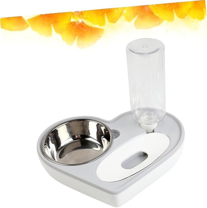BESPORTBLE Unique Heart Design Pet Water Feeder Bowl Dog Cat Automatic Water Dispenser Pet Drinking Supplies Grey