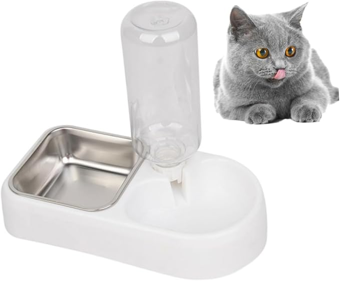 SUPVOX Double Pet Water Feeder Automatic Drinking Tool for Dogs Cats Unique Design Convenient Practical Pet Supplies White Color Smooth