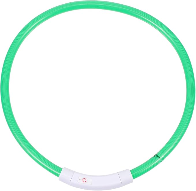 VICASKY LED Pet Collar USB Rechargeable Fiber Optic Dog Safety Collar 70cm Emerald Evening Luminous Glowing Sling for Walking