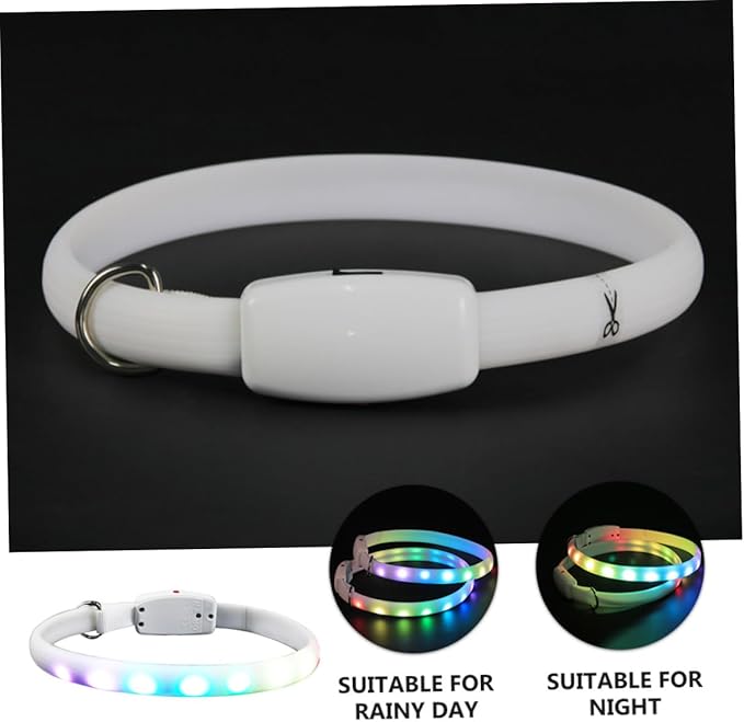 USB Charging LED Dog Collar Glowing Pet Collar with White Light for Evening Use USB Rechargeable for Dogs