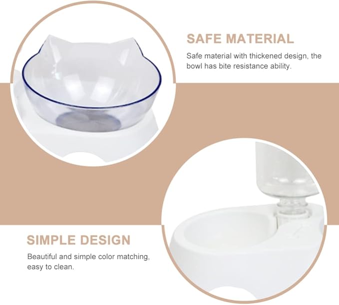 Mipcase 1set Pet Food Feeder Dual-Bowl Design for Cats and Dogs Automatic Water Dispenser Tilted Food and Water Bowls Easy Suitable for Pets