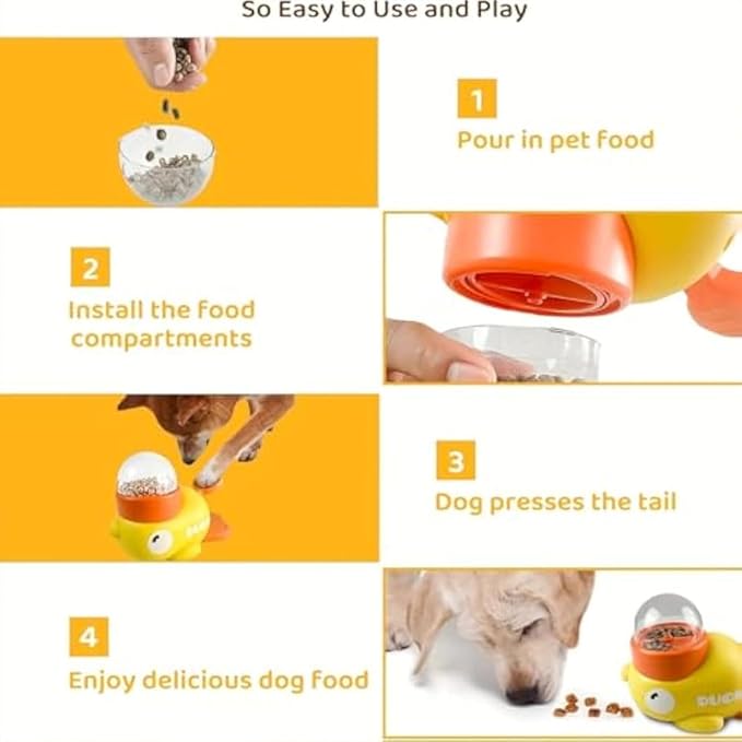 Dog Interactive Treat Dispenser, 2-in-1 Dog Treat Dispenser Toy, Duck Cat Treat Dispenser, Safe Kibble Dispenser Dog Toy, Adjustable Food Outlet for Small to Medium Cats and Dogs (Mixed Packaging)