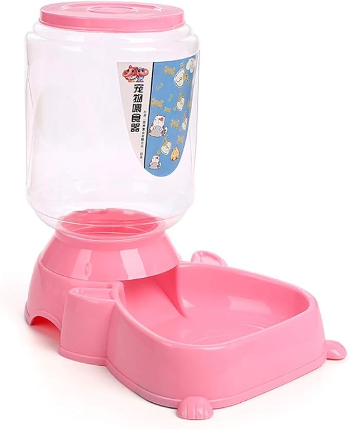 Pet Food Pet Automatic Feeding Cat Dog Food Bowl Dog Bowl Plastic 4.0L Large Capacity Pink Portable