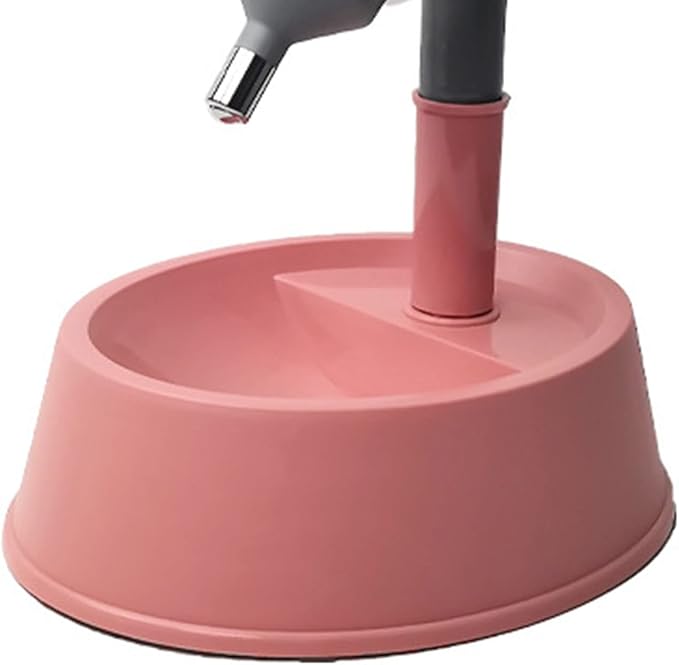 GLOGLOW Pet Standing Water Dispenser, Height Adjustable Cat Dog Water Bowl with Detachable Pole for Automatic Feeding (Pink Bottom)