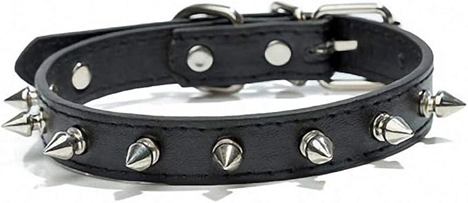 PU Leather Durable Pet Dog Necklace Collar Fashion Bullet Puppy Dog Cat Chihuahua Yorkie Dog Collar Leash Accessories (S-XL) 10A Black XL