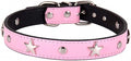 Pet Dog Collars Walking Running Puppy Neck Leash Leather Breathable Collars for Small Dog Cat Pink M