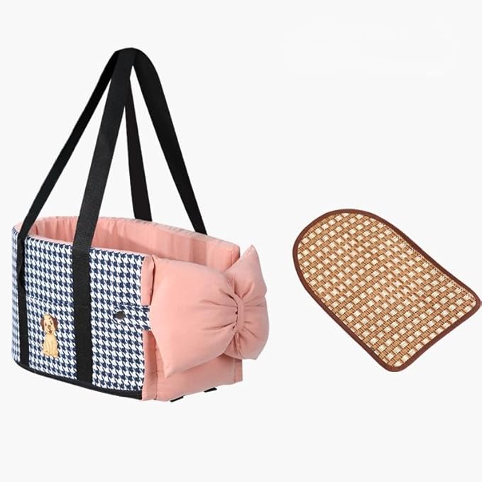 Center Console Dog Car Seat- Portable Pet Travel Bag with Safety Tethers and Removable Cooling Mat, Suitable for Small dags.