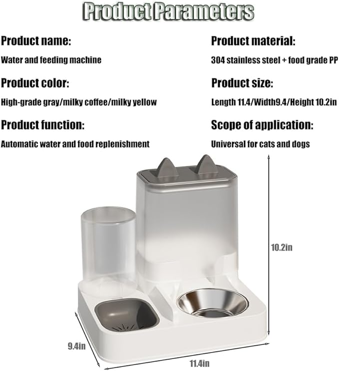 Automatic Pet Feeder for Cats and Small Dogs - 2-in-1 Food and Water Dispenser with Stainless Steel Bowl, 2.2L Dry Food Container and 1L Water Tank, Programmable Puppy/Kitten Feeding Size