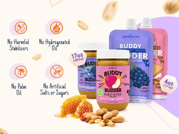 Bark Bistro Company, Superberry Snoot + Barkin Banana + Pumpkin Pup, 100% Natural Dog Peanut Butter, Healthy Dog Treats - Made in USA (Set of 3 / 17oz)