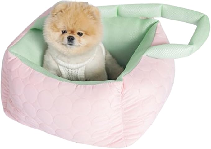 Small Dog Car Seat, Washable Padded Cushion,Secure and Comfortable Travel Basket with Harness,Sturdy Dog & Cat Booster Seat,A