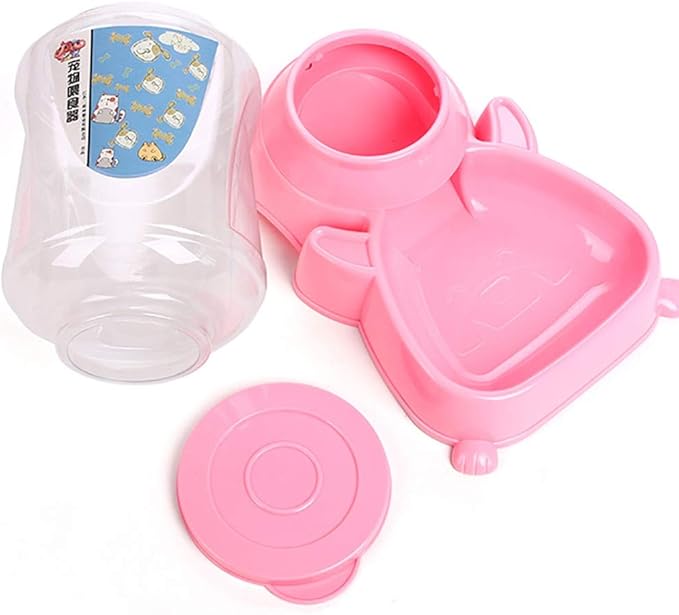 Pet Food Pet Automatic Feeding Cat Dog Food Bowl Dog Bowl Plastic 4.0L Large Capacity Pink Portable