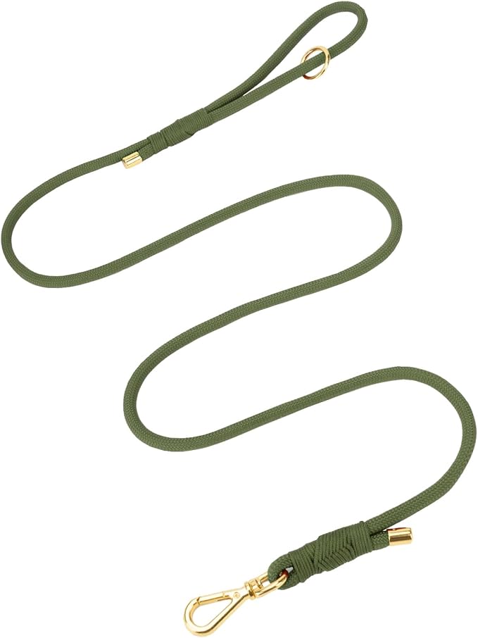 Durable Handwoven Dog Leash for Small & Medium Dogs, 5/16 inch Rope Lead with Anti-Tangle Swivel Clip, Soft & Lightweight, 5FT Long – Ideal for Daily Walking & Training (Misty Green)