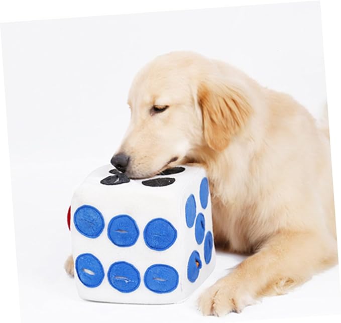 Dog Plush Dice Squeaky Interactive Plush for Dogs White Soft Sniffing Training for Pet Play and Chewing