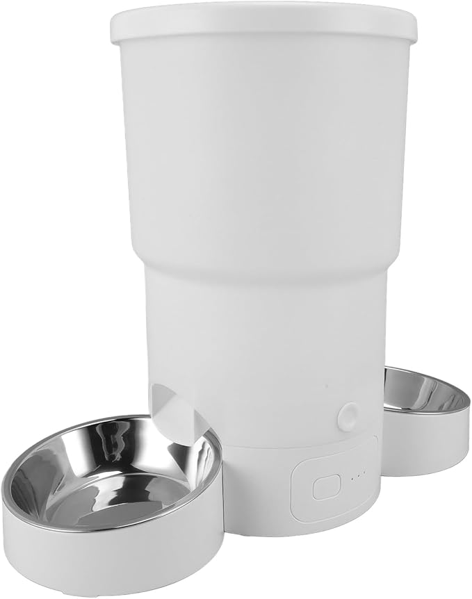 Automatic Pet Feeder, Smart WiFi Remote Control Food Dispenser with Dual Power Supply and Stainless Steel Bowl, for Cats and Dogs