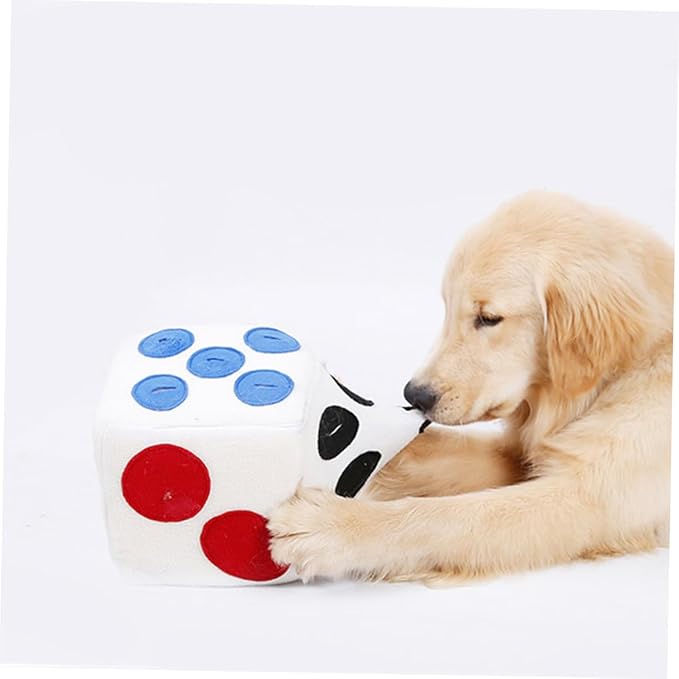 Milisten Dog Plush Training Toy Sniffing Dice for Dogs Soft Plush Material Engaging Activity Toy for Pets for Teething and Foraging White