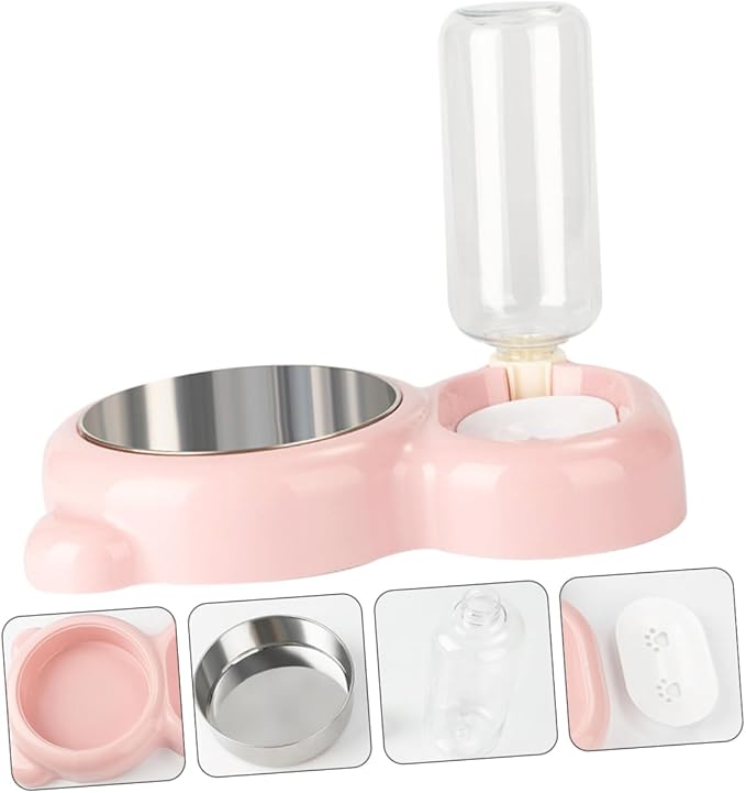 Yardwe Dual-use Pet Feeder Bowl Cat Dog Eating Bowl Stand Automatic Drinking Container Stainless Steel Material