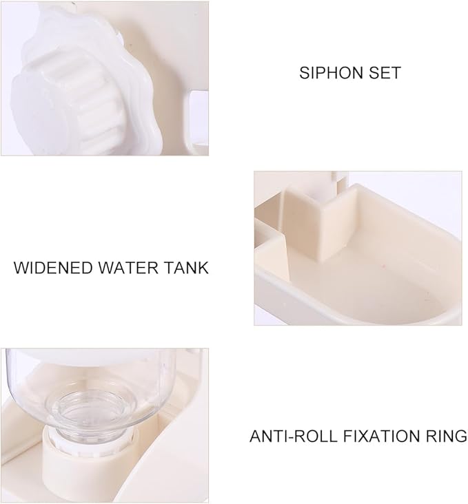 Hanging Gravity Waterer 500Ml Automatic Pet Water Feeder Large Capacity White for Dogs and Cats
