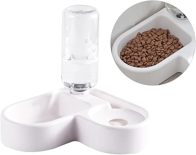 HANABASS Automatic Pet Water Feeder and Food Dispenser White Safe Engineering Design Smooth Unique Feature for Dogs and Cats