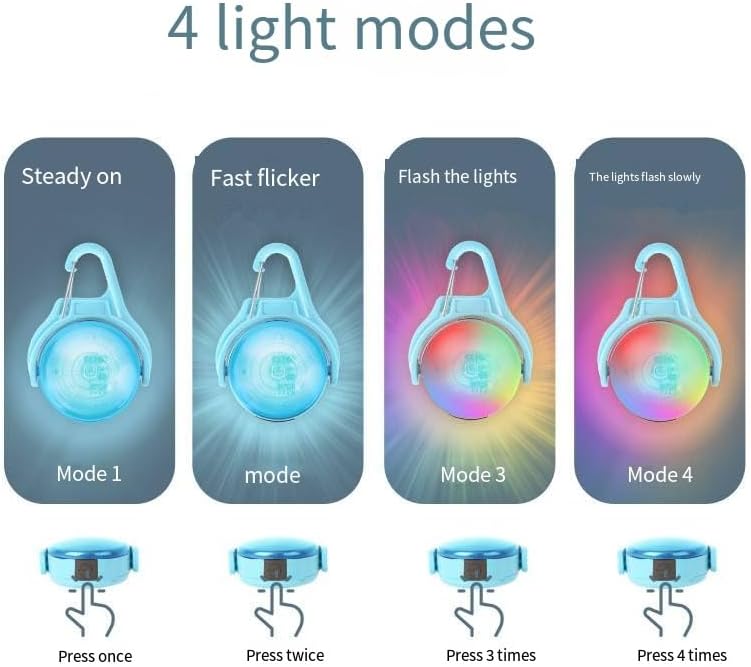 Dog collar light 270-degree rotation USB rechargeable collar light LED Color dog collar light IPX8 waterproof effect