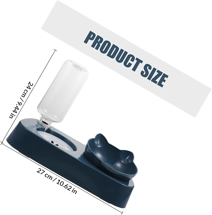 Pet Drinking Bowl and Food Feeder Anti-Spill Blue Plastic Raised Water Dispenser Suitable for Cats and Dogs