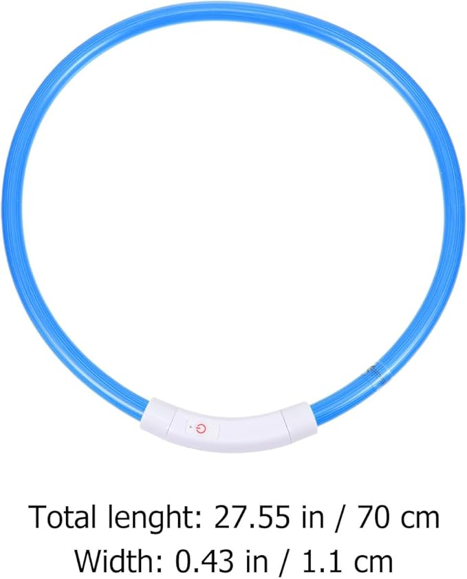 LED Rechargeable USB Charging Glowing Dog Collar, 70cm Fiber Optic Luminous Pet Collar for Night Walking and Safety