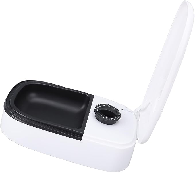 Automatic Pet Feeder Intelligent Timed Dry Wet Food Bowl for Dogs Cats Medium Rugged and Easy to Clean White (Black)