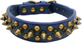 Anti-bite Rivet Pet Collar Adjustable Dog Collar with Round Nail Design Dark Blue Xs Stylish Neck Strap for Walking Outdoor Sports