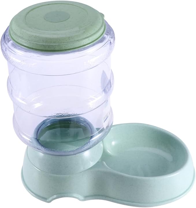 Toyvian 3.8L Automatic PET Food and Water Dispenser Dog Cat Feeder Automatic Feeding System PET Supplies for Cats and Dogs Green Plastic Bowl
