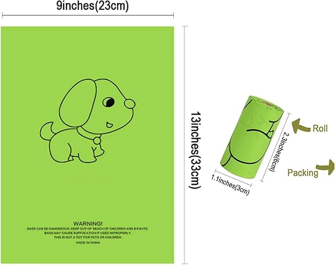 Petmolico Dog Poop Bag Holder Leash Attachment, Waste Bag Dispenser Zippered Pouch - 2 Pack, Fits Any Leash, Includes Free Roll of Bags, Yellow White Blooming