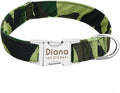 Personalized Dog Collar Nylon Print Dog Collars Customized Puppy Pet Collar Engraved Name ID for Small Medium Large Big Dogs Pug 012 Green L
