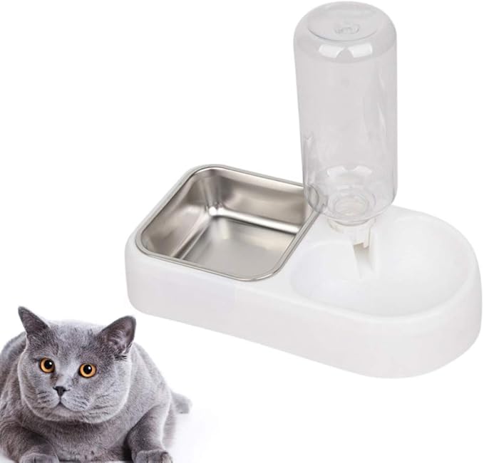 Double Pet Water Feeder Bowl Creative Automatic Drinking Tool for Dogs Cats Safe High-density Design Smooth Stability for Shops White