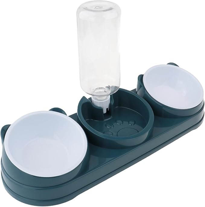 Tilted Double Bowl Pet Feeder with Automatic Waterer Elevated Design for Dogs Cats Daily Feeding Essentials Pet Feeding Bowl