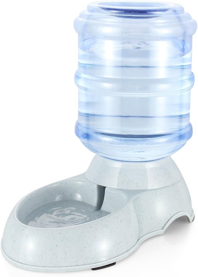 Pet Water Drinking Fountain Automatic Gravity Dispenser Station Self Replenish Animal Waterer Dog Cat Large Capacity Fresh Drinking System Plastic Bottle Reservoir Bowl Stand (3 Gallon)