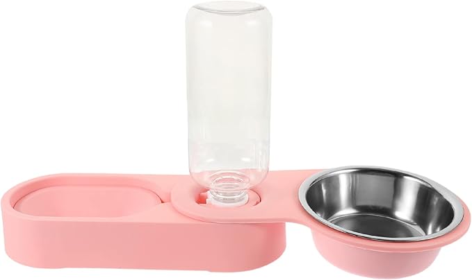 Stainless Steel Cat Bowl Stand 2-in-1 Pet Feeder Automatic Water Dispenser for Cats Dogs