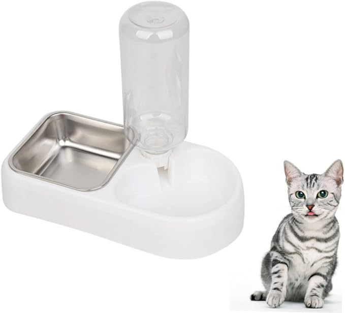 HANABASS Double Pet Water Feeding Bowl Creative Water Feeder for Dogs and Cats Automatic Drinking Tool Smooth Design for Home and Pet Shops White