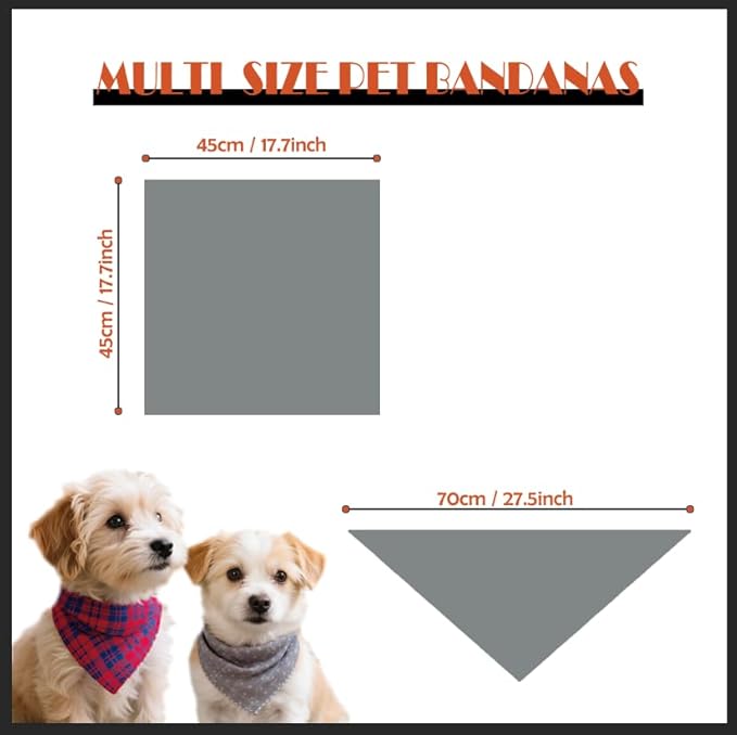 Double Layers Two Tones Dog Cotton Square Bandana Bibs Scarf Kerchief for Small Medium Dogs Boy or Girl - DCB03 O&B