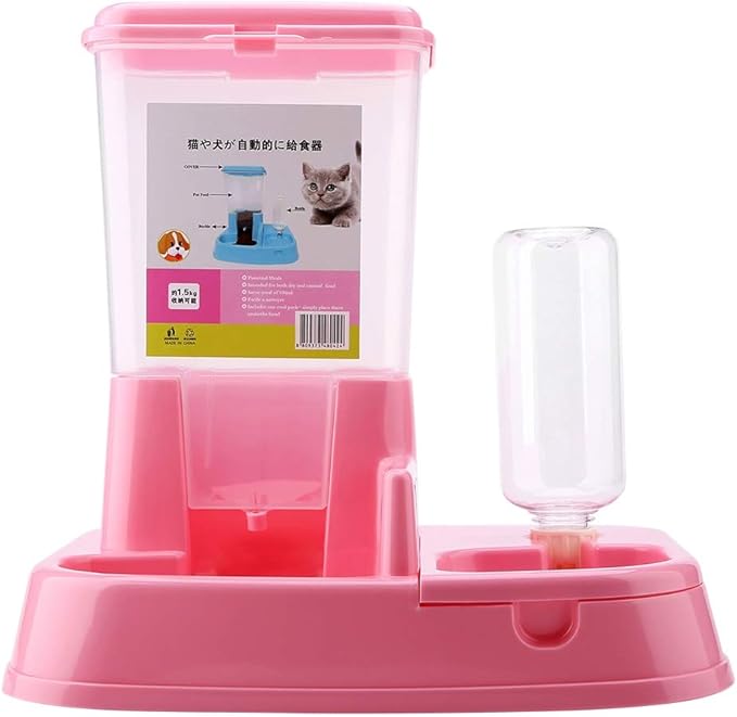 Pets Feeder, Automatic Pet Feeder Detachable Food Dispenser Water Bottle Cats Dogs Feeding Tool