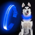 Colaseeme LED Dog Collar Light Up Dog Collars Micro USB Rechargeable Adjustable Nylon Webbing Plastic Buckle D Ring Glow Safety Basic Dog Collars for Dogs (L, Blue)