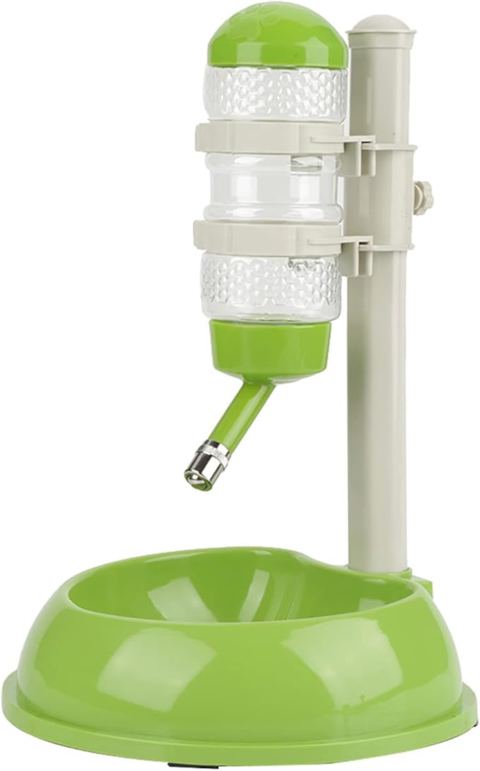 Pet Standing Water Dispenser, Height Adjustable Automatic Drinking Bowl Feeder Dog Feeding Bowl with Detachable Pole for Pets Cats Dogs (Green)
