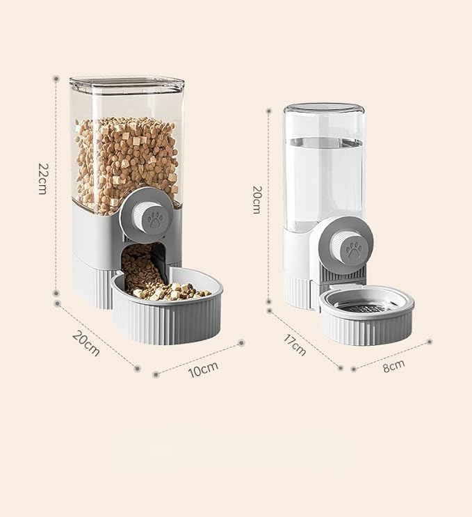 Hanging Automatic Pet Feeder and Waterer Set - Perfect for Dogs and Cats Drinking and Eating Needs! (Gray)