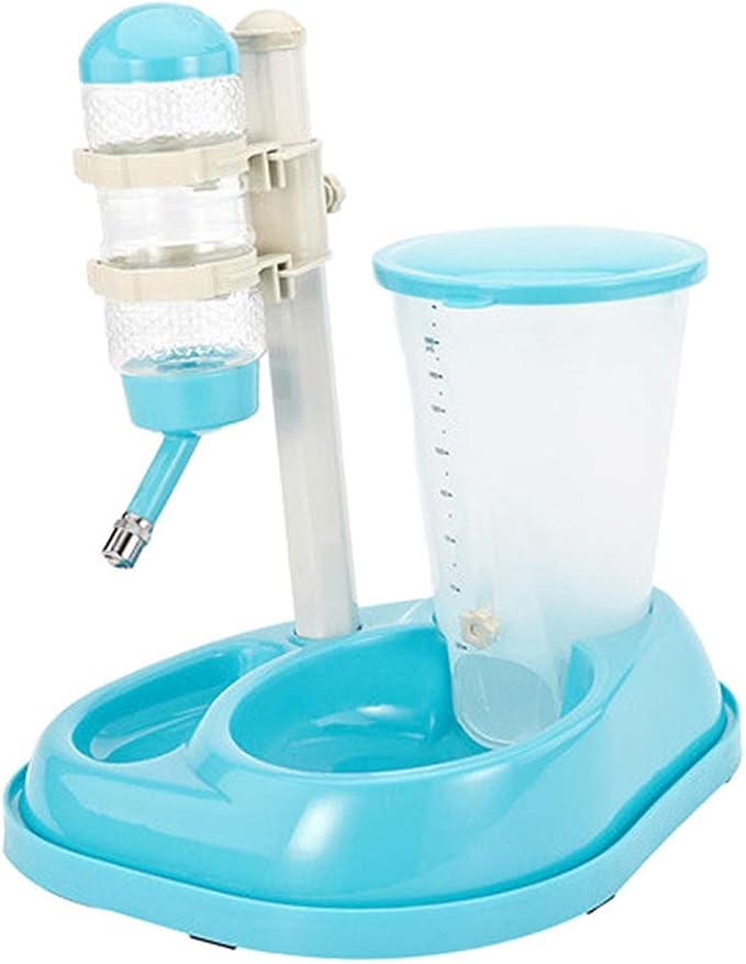 Pet Water Bottle Feeding Bowl Dog Automatic Feeder Food Water Dispenser for Dogs and Cats (Blue)