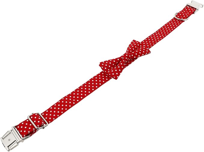 MERRYHAPY 1pc Adjustable Bow Tie Dog Collar for Comfortable Removable Bowtie for Birthday Parties and Daily Wear