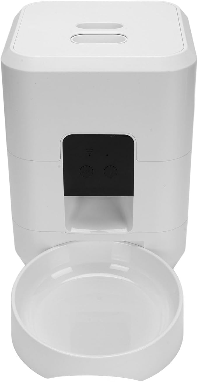ANGGREK Timed Dry Food Dispenser, Large Capacity Timing Feeding Portion Control Automatic Pet Feeder for Dogs Cats (White)