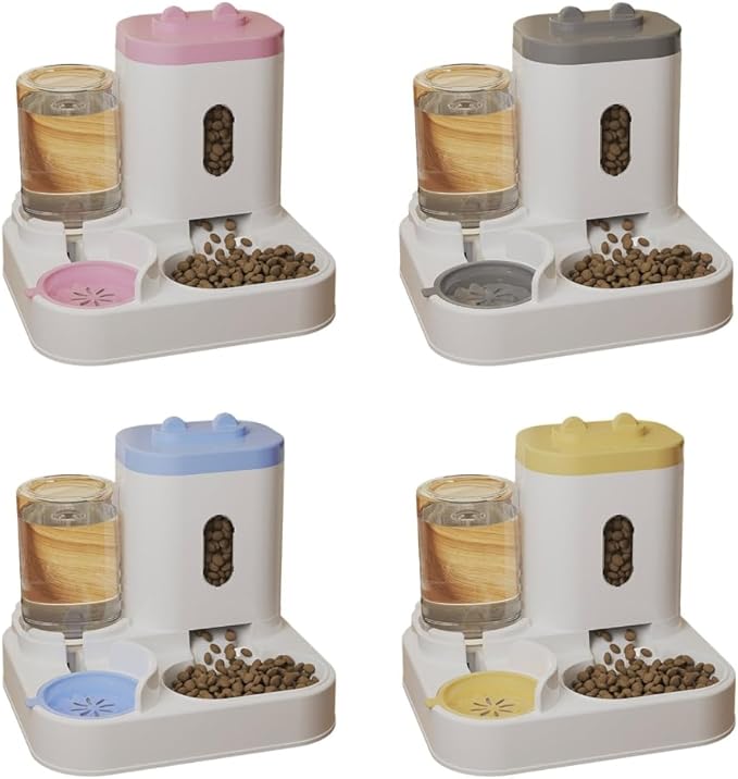 REDYY Feeder Bowl,Pet Automatic Waterer Cats Feeder Food Container Bowl Automatic Water Fountain 2 in 1 Pet Large Dog Water Feeder